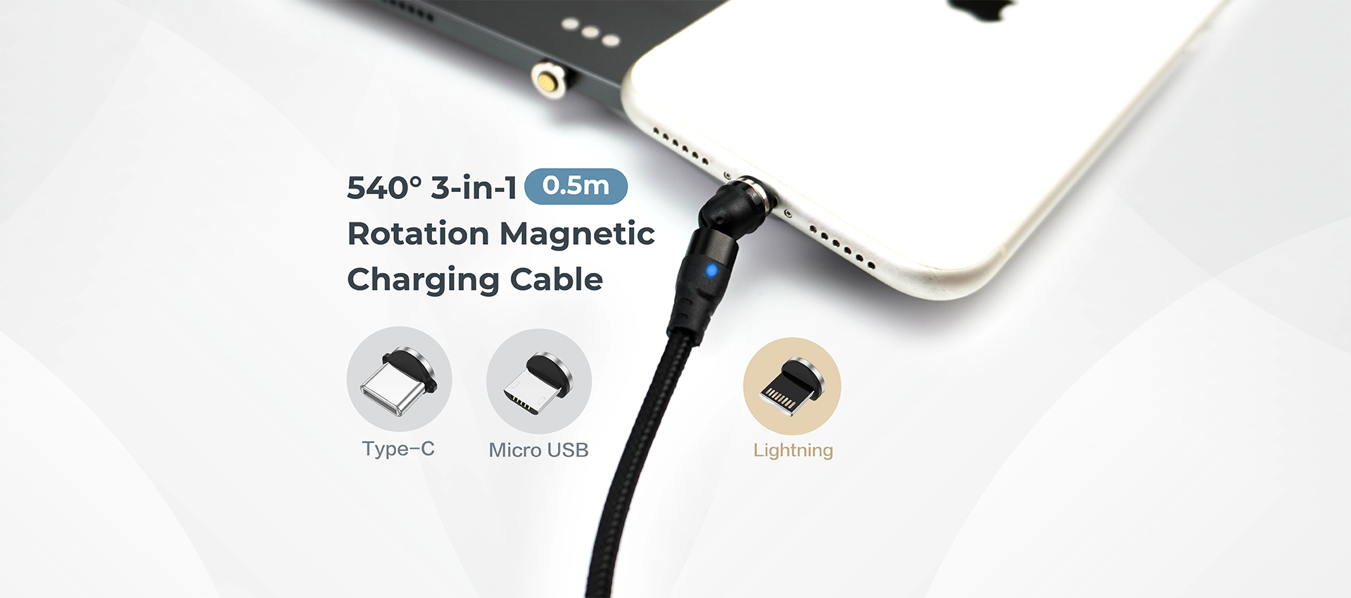 Nugens 540° Rotation Magnetic Charging Cable Banner-PC