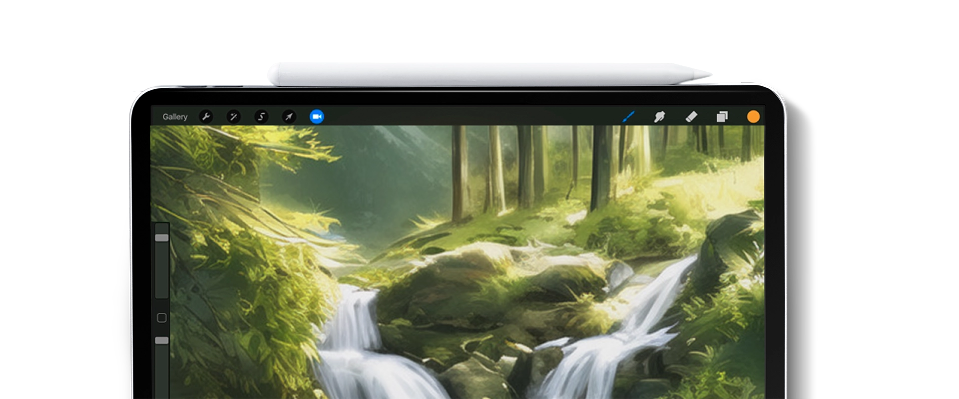 The capacitive magnetic stylus is attached to the ipad