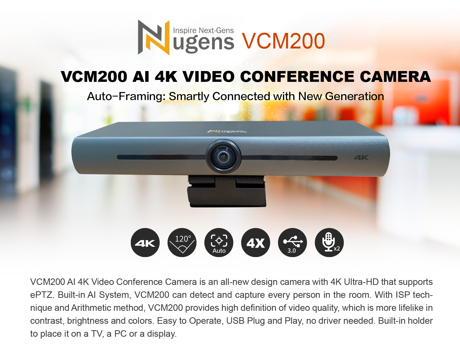 AI 4K Video Conference Camera